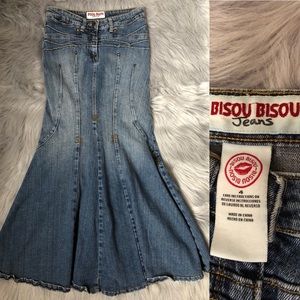 Bisou Bisou | Skirts | Bisou Bisou Jeans Vintage Denim Mermaid Maxi Skirt |  Poshmark